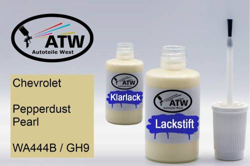 Chevrolet, Pepperdust Pearl, WA444B / GH9: 20ml Lackstift + 20ml Klarlack - Set, von ATW Autoteile West.